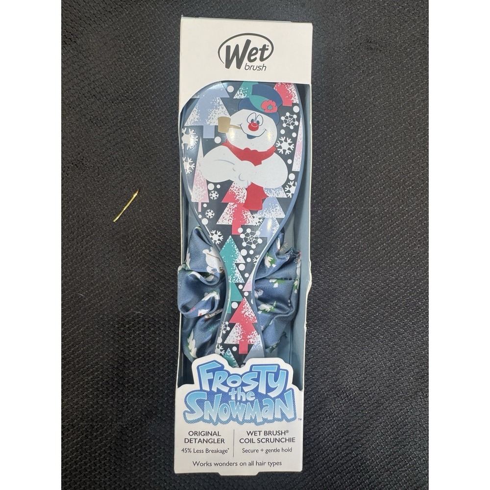 Original Detangler Wet Holiday Hair Brush Frosty the Snowman &‎ Scrunchy Set NIB